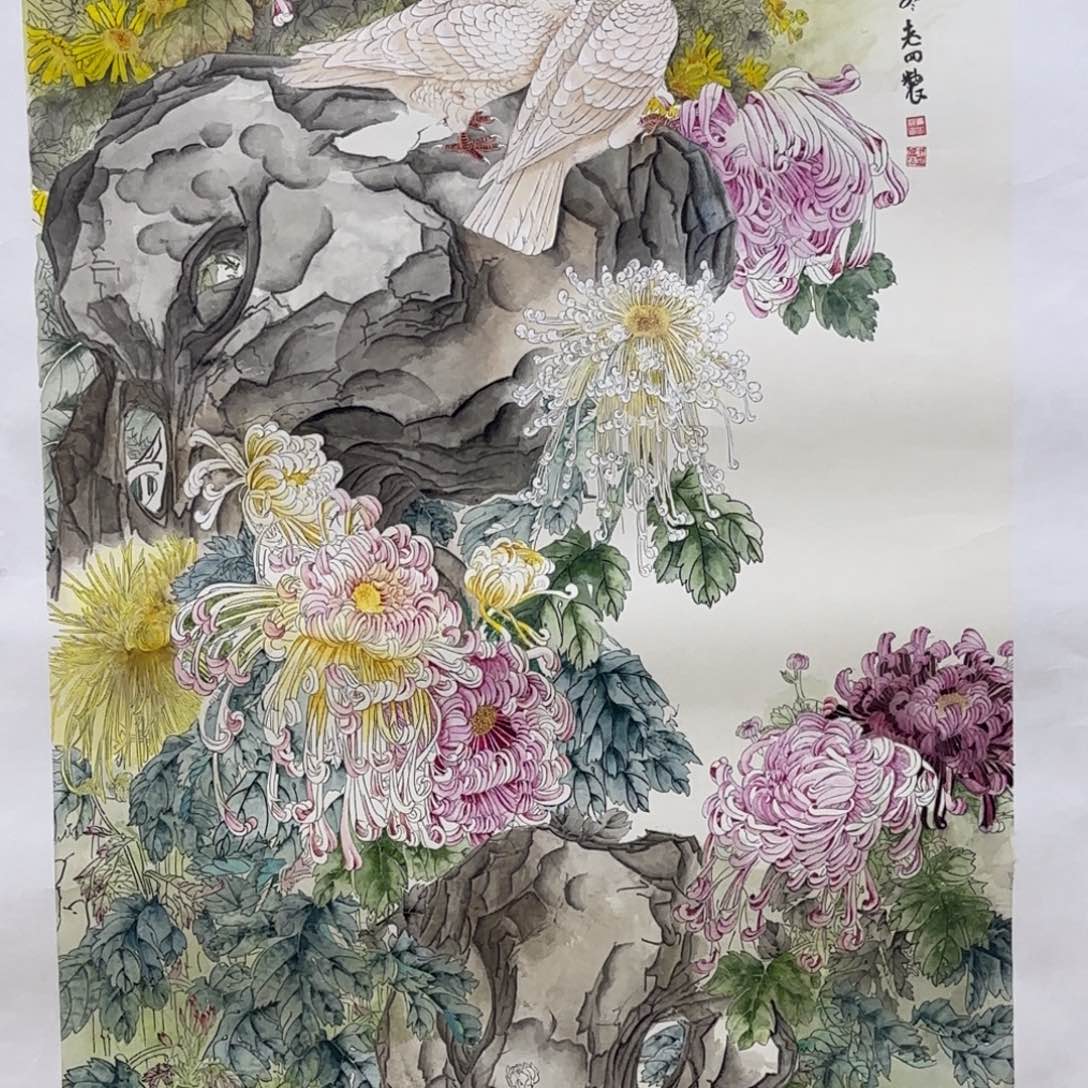 山***贸国画国画工笔画鸟画作品