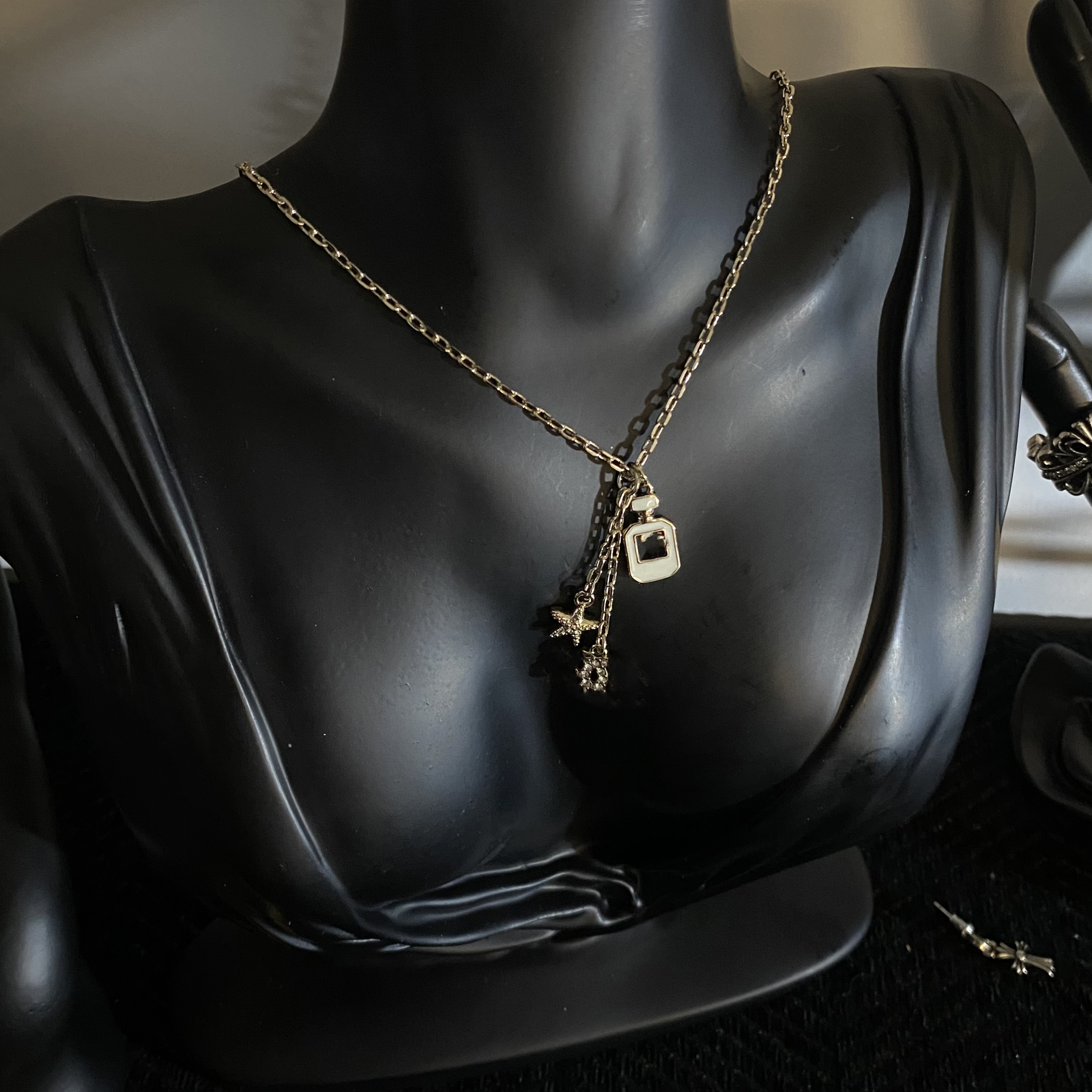 铜合金吊坠 香水瓶吊坠项链A019百搭