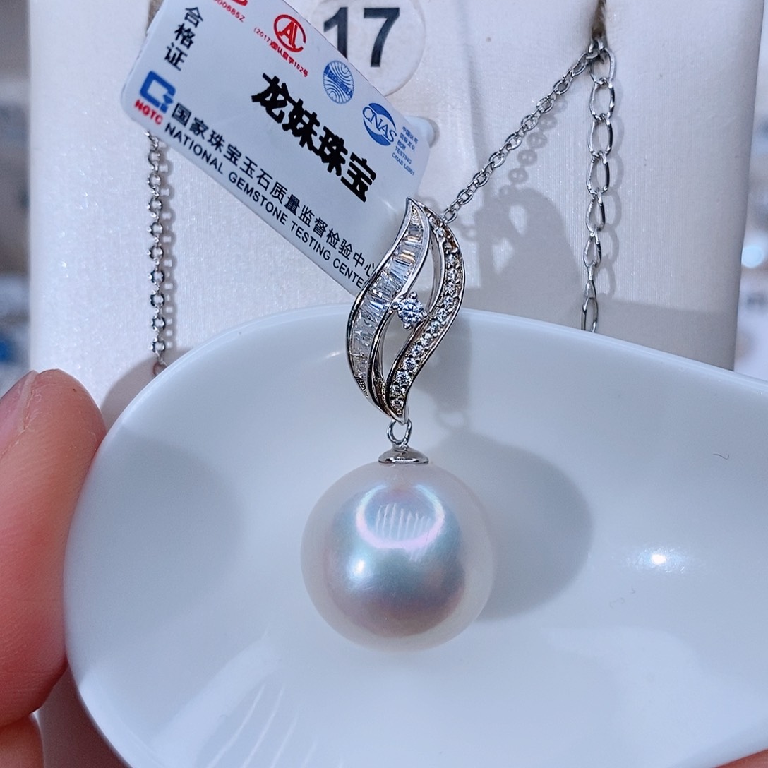 颈饰银S925镶嵌淡水珍珠菲*