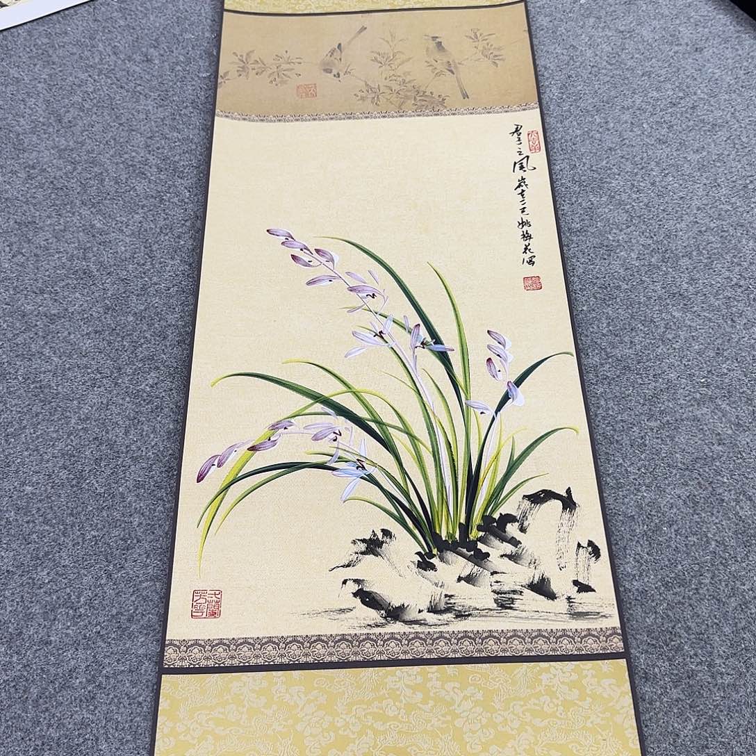 国画国画立体兰花作品