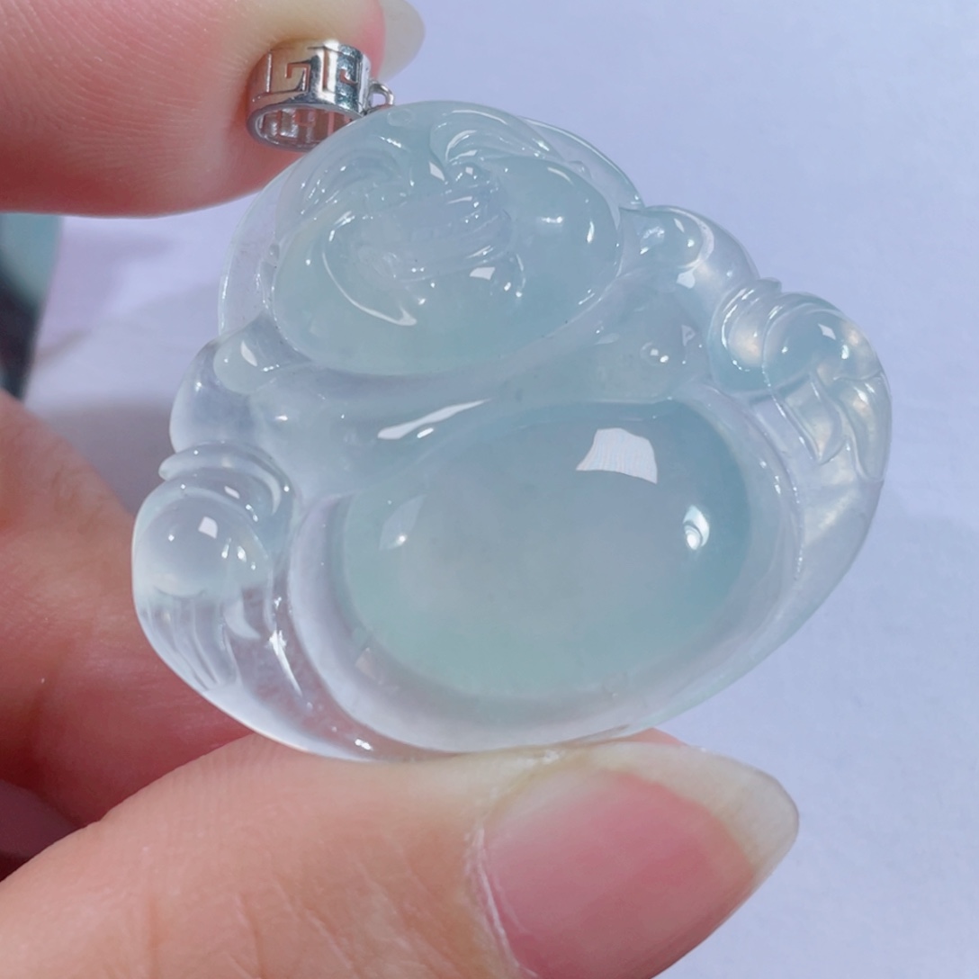 翡翠18K金镶嵌颈饰佛公