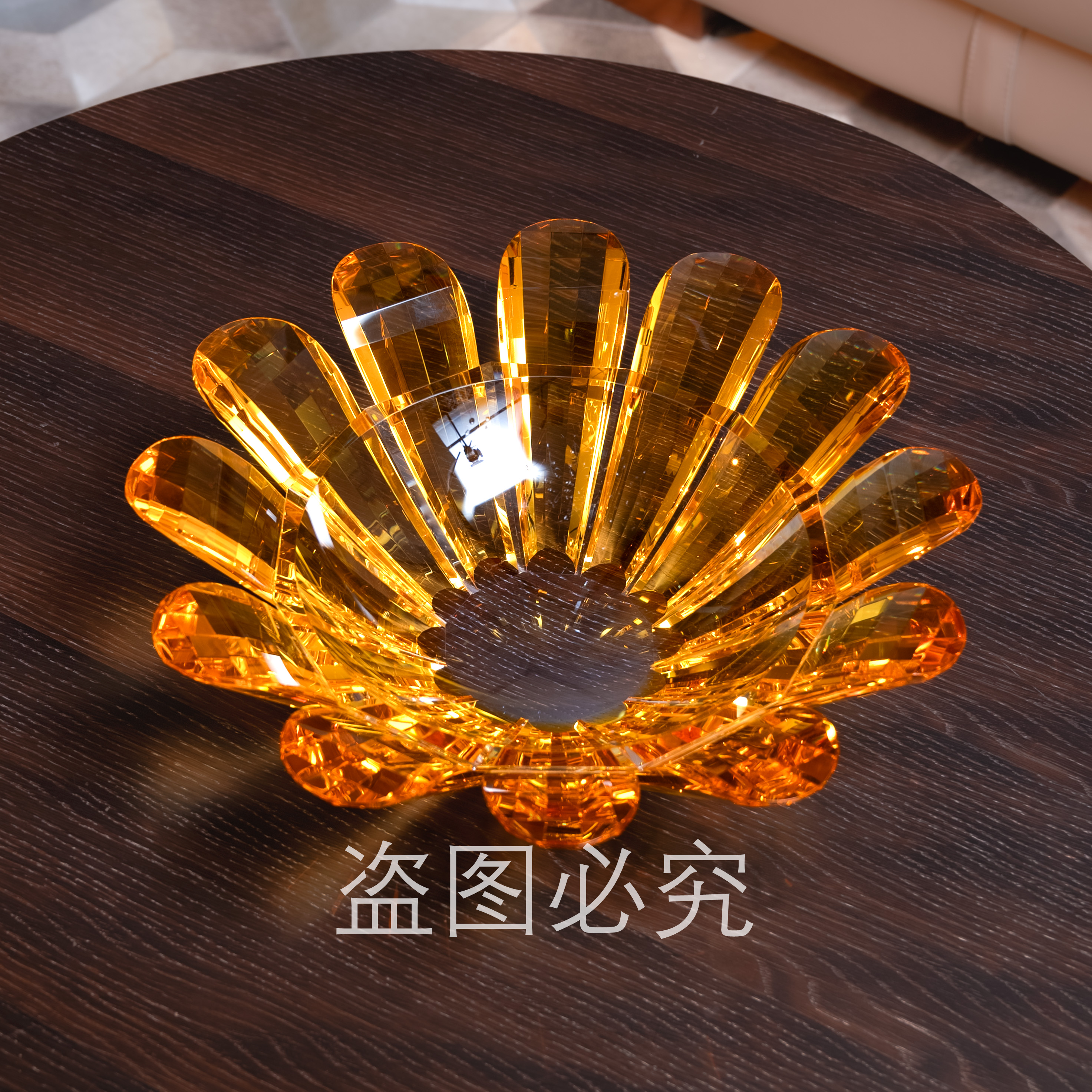 安桔美术馆【太阳花】LF0090水晶琉璃餐桌茶台会客厅岛台摆件