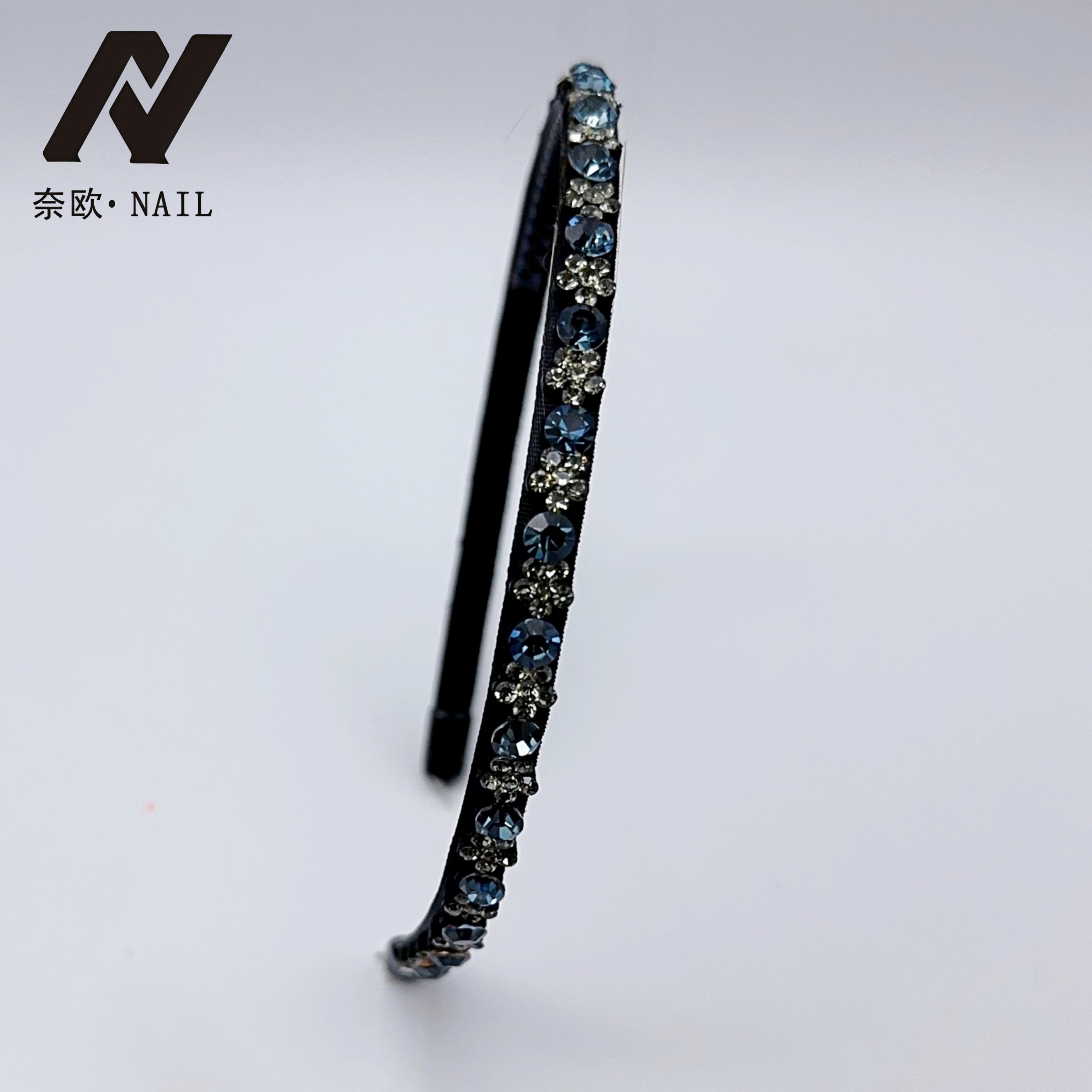 【NAIL·奈欧】设计师系列6306花朵蓝色钻钻发箍