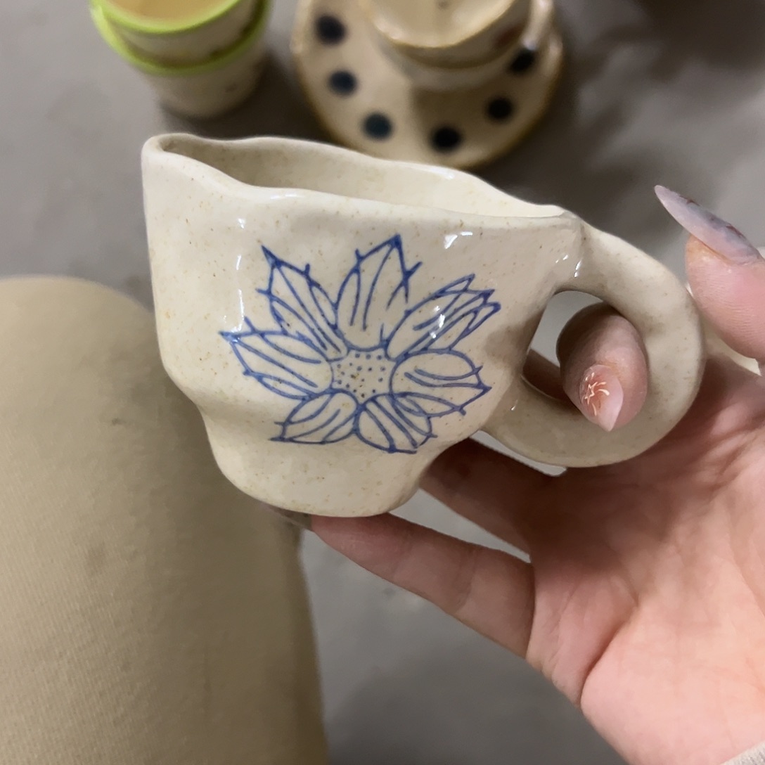 搪瓷微瑕花杯一个395