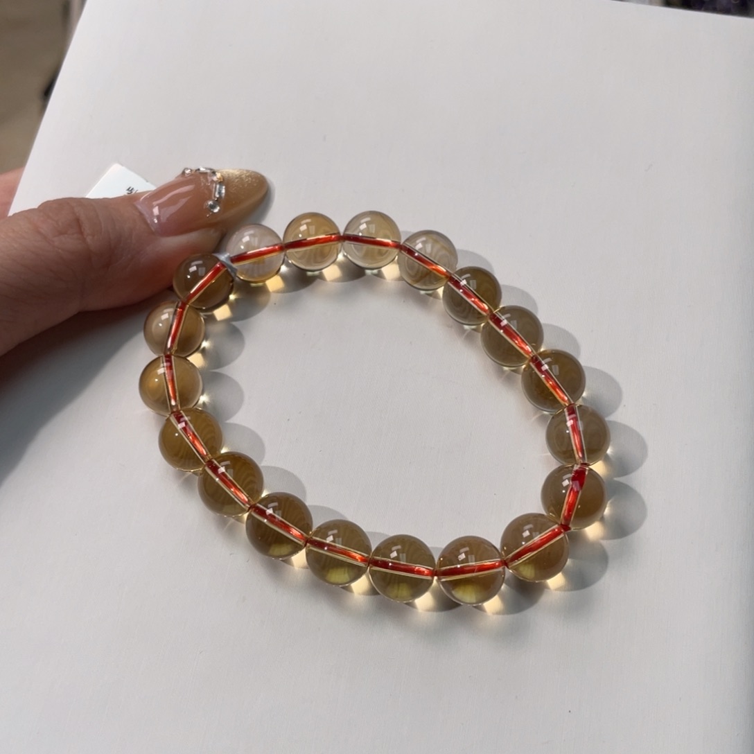 黄晶手链未镶嵌巴西高品质10m