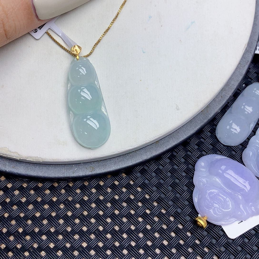 翡翠18K金镶嵌颈饰天然缅甸翡翠a货百元以上9元证书费自理