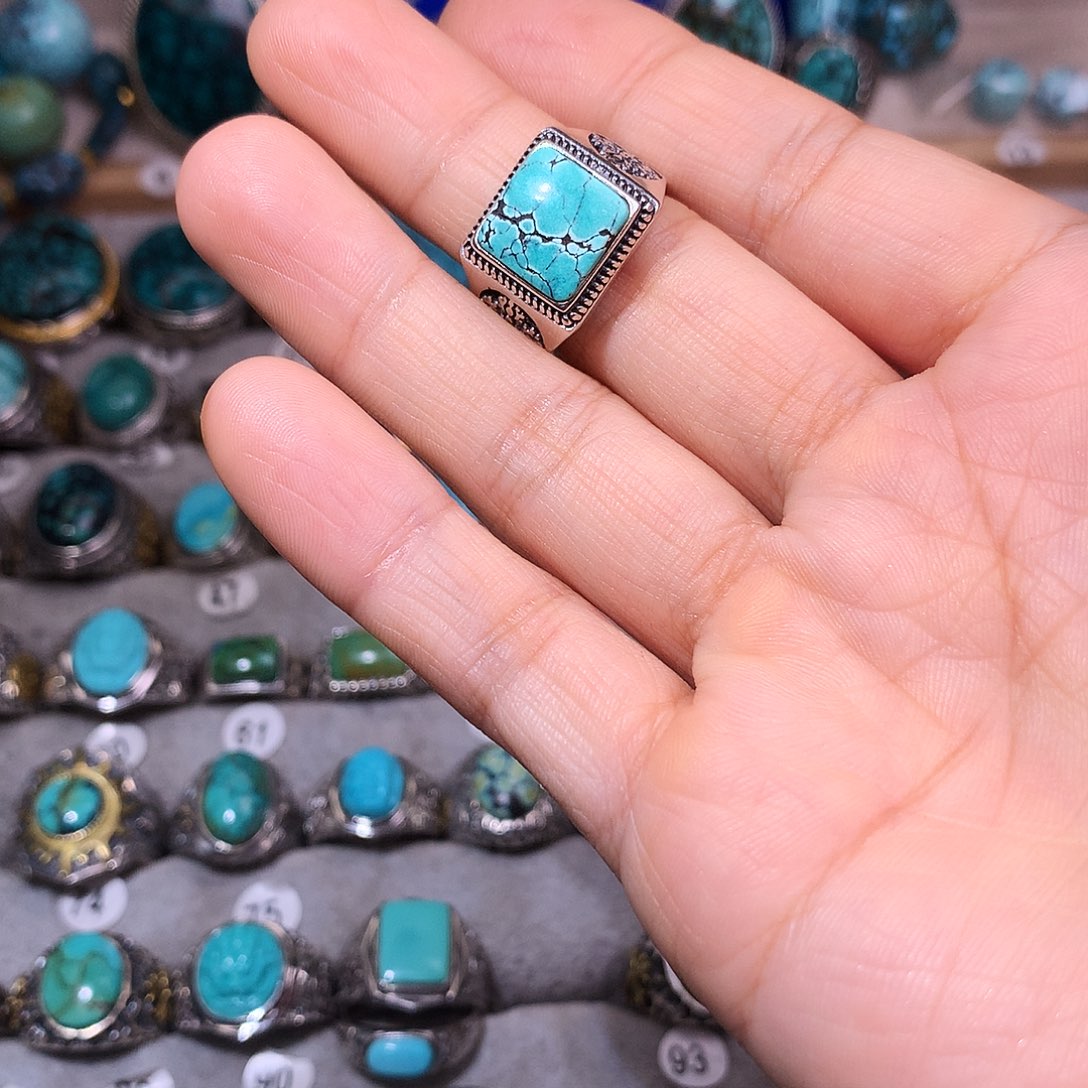 绿松石挂件银S925镶嵌上**田