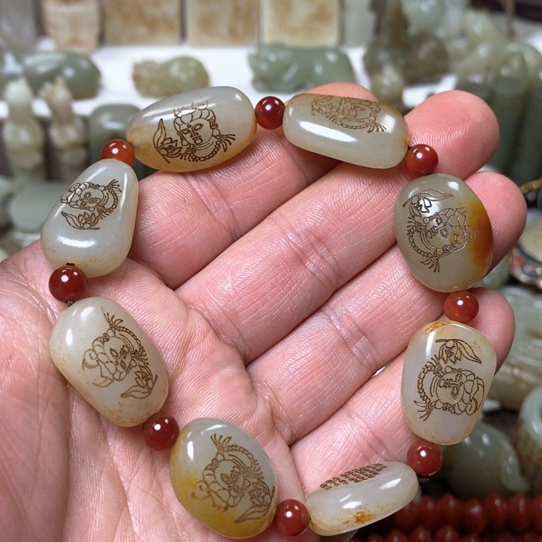 和田玉未镶嵌颈饰王**禅