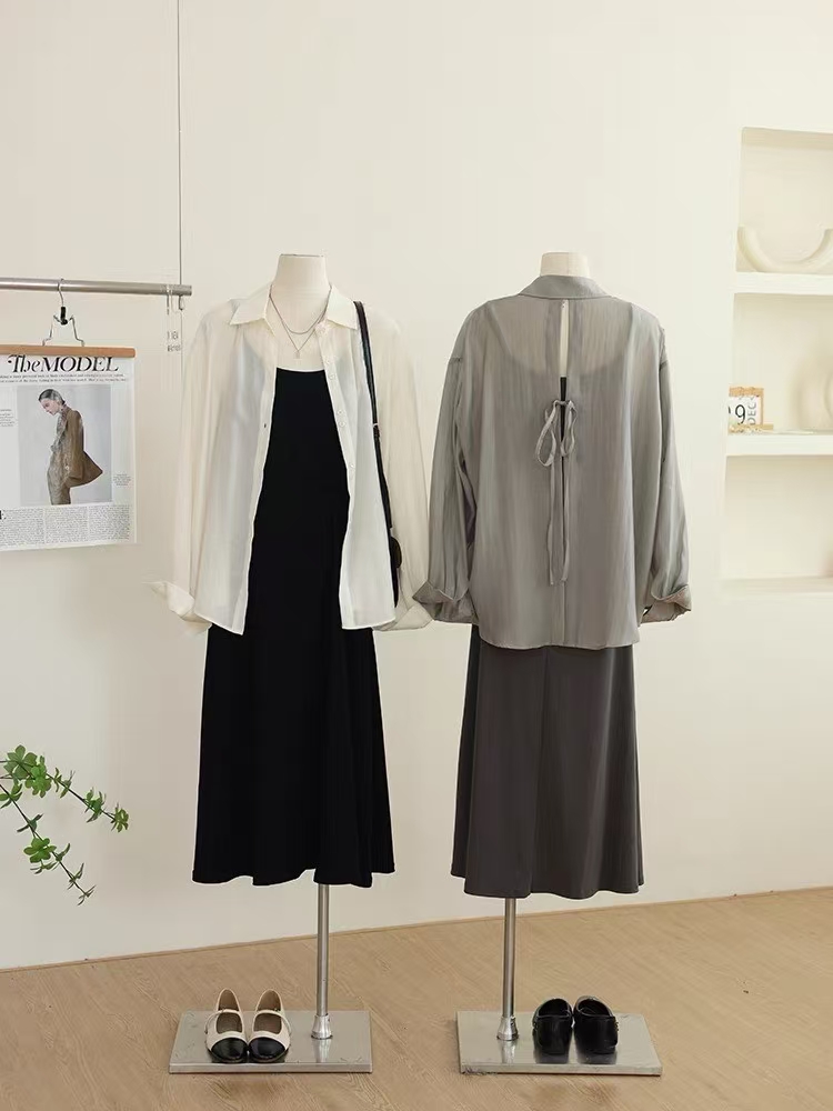 后系带衬衫时尚开衫防晒上衣轻职风气质简约通勤简约法式通勤衬衫