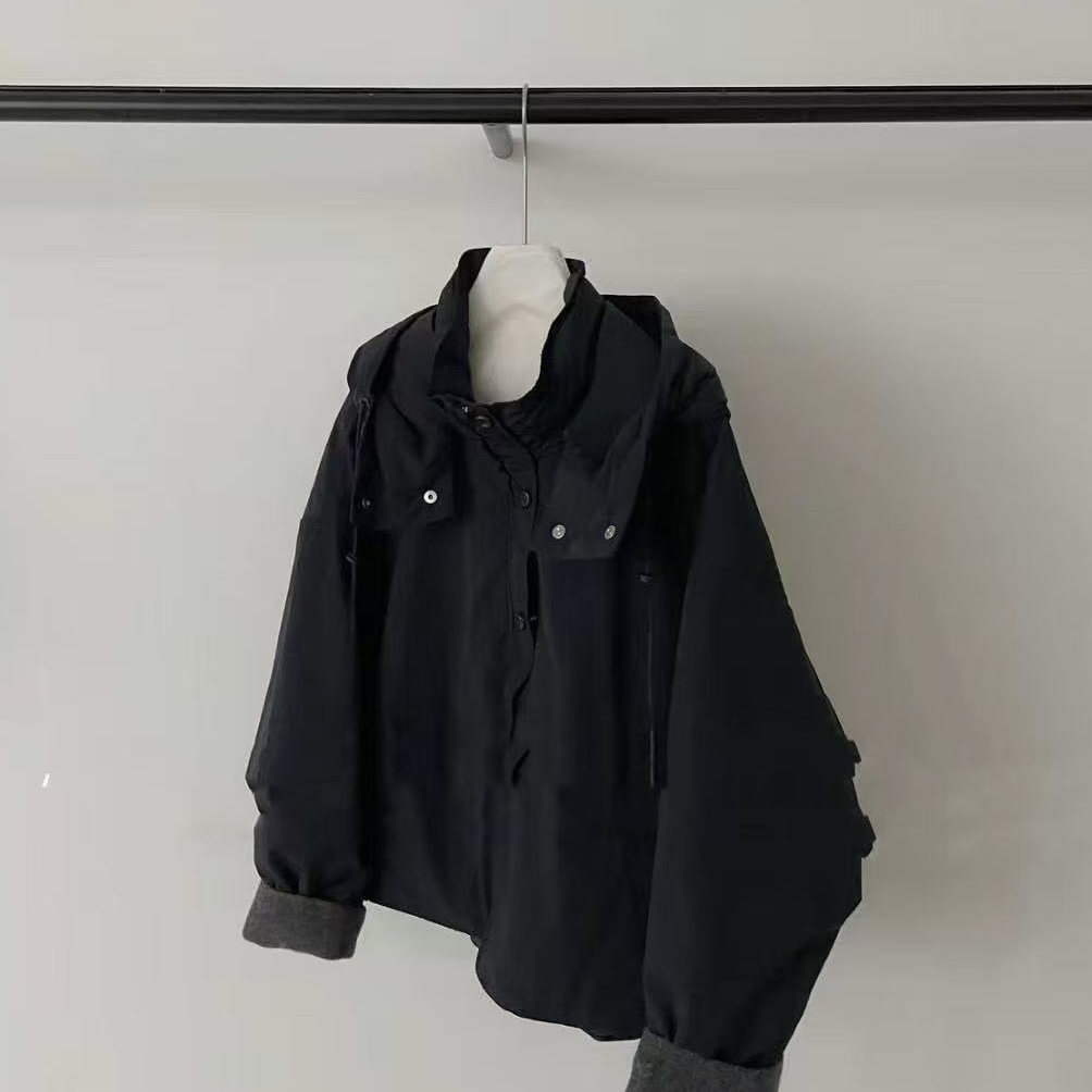 白鸭绒可拆卸连帽冲锋衣羽绒服女冬季