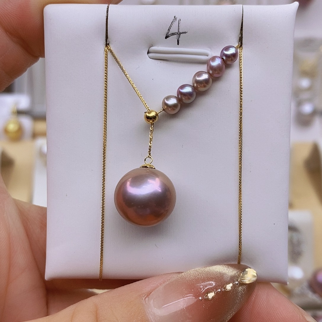 c***z淡水珍珠18K金镶嵌套链