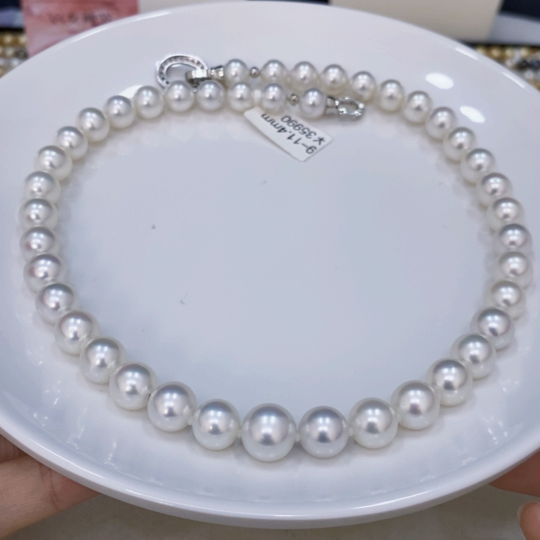 海水珍珠颈饰未镶嵌初*澳白项链9-11.4华