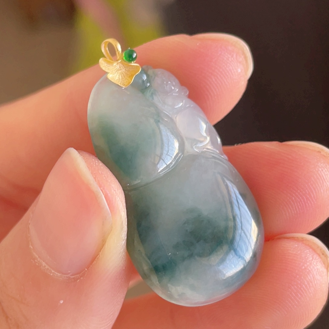 翡翠颈饰18K金镶嵌葫芦