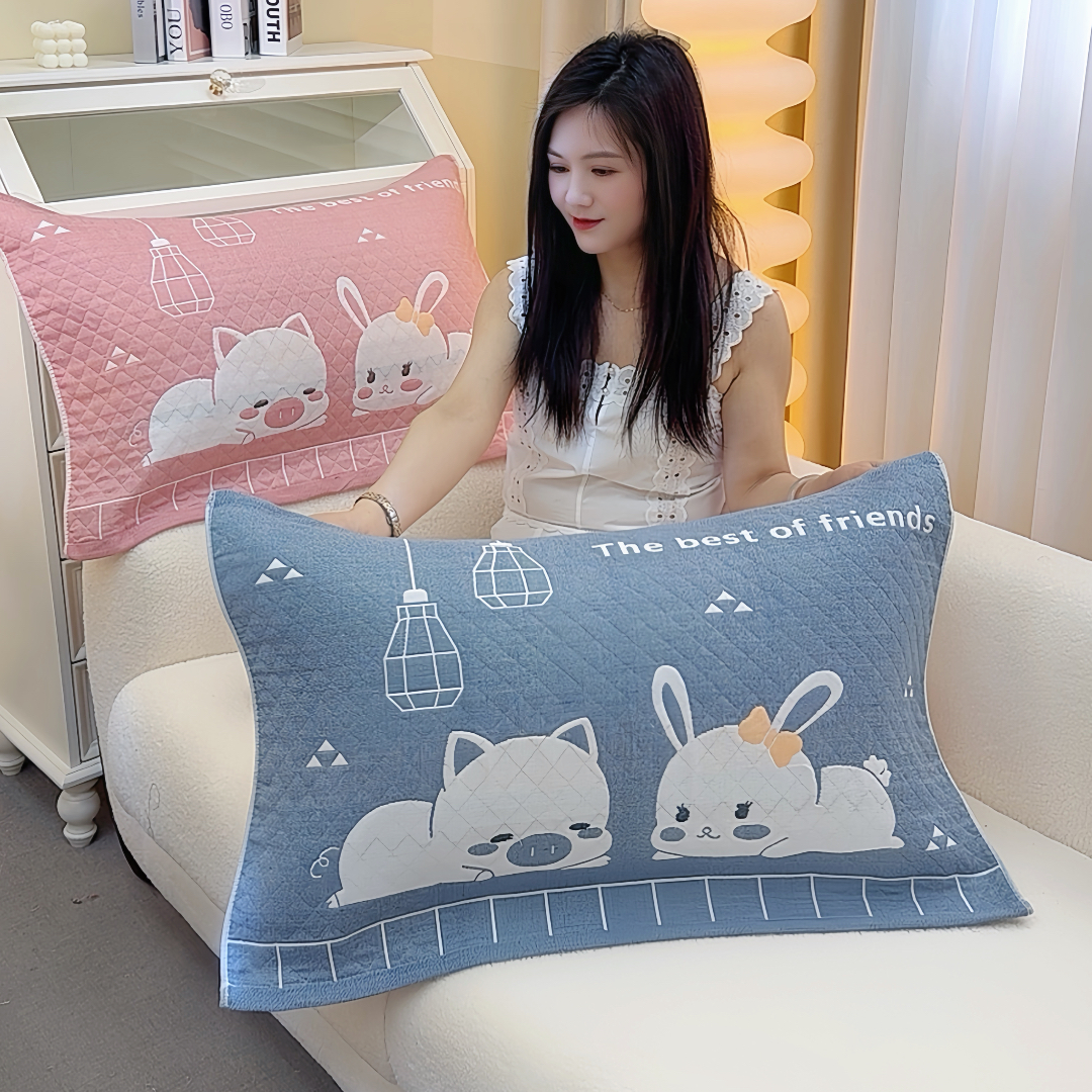 情侣纱布棉枕头巾一对装52x78成人单人加大枕巾学生家用透气防滑