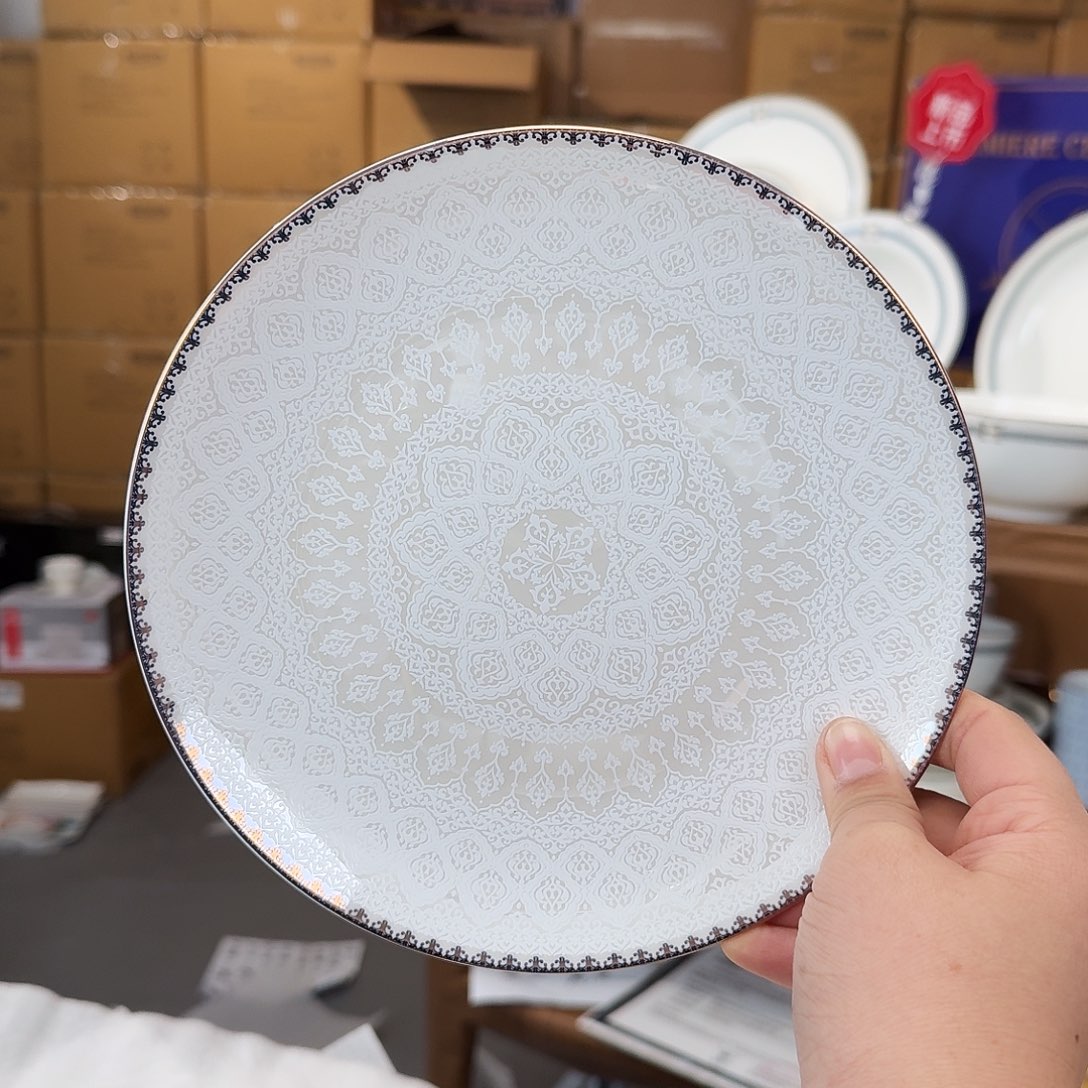 骨瓷高骨瓷8英寸月光盘20cm2个外贸骨瓷