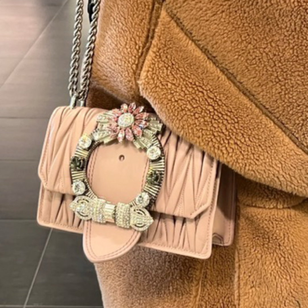 95新 MIU MIU/缪缪 珍甄 新款施华洛世奇太阳花斜挎包 20330