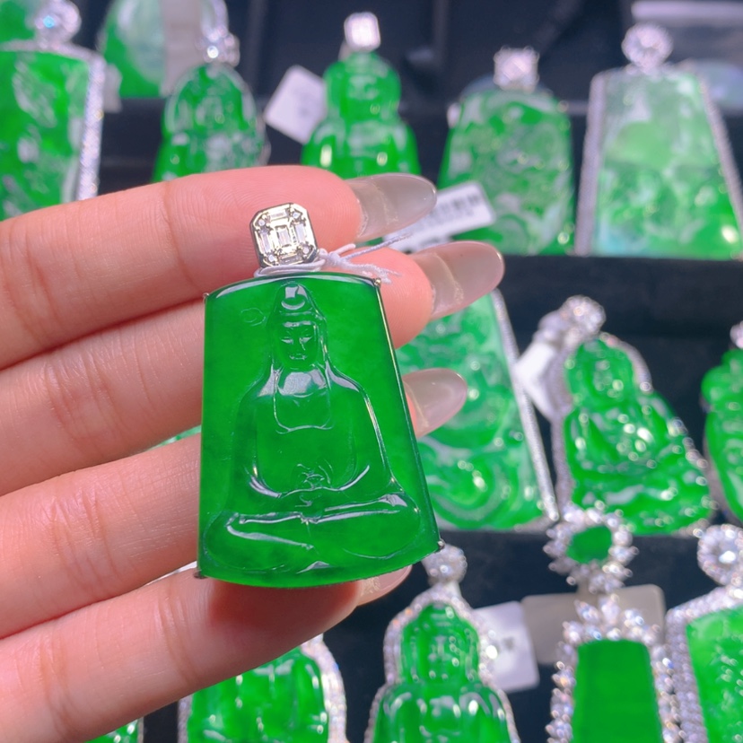 【闪购商品】翡翠银S925镶嵌吊坠(不含链)翡翠