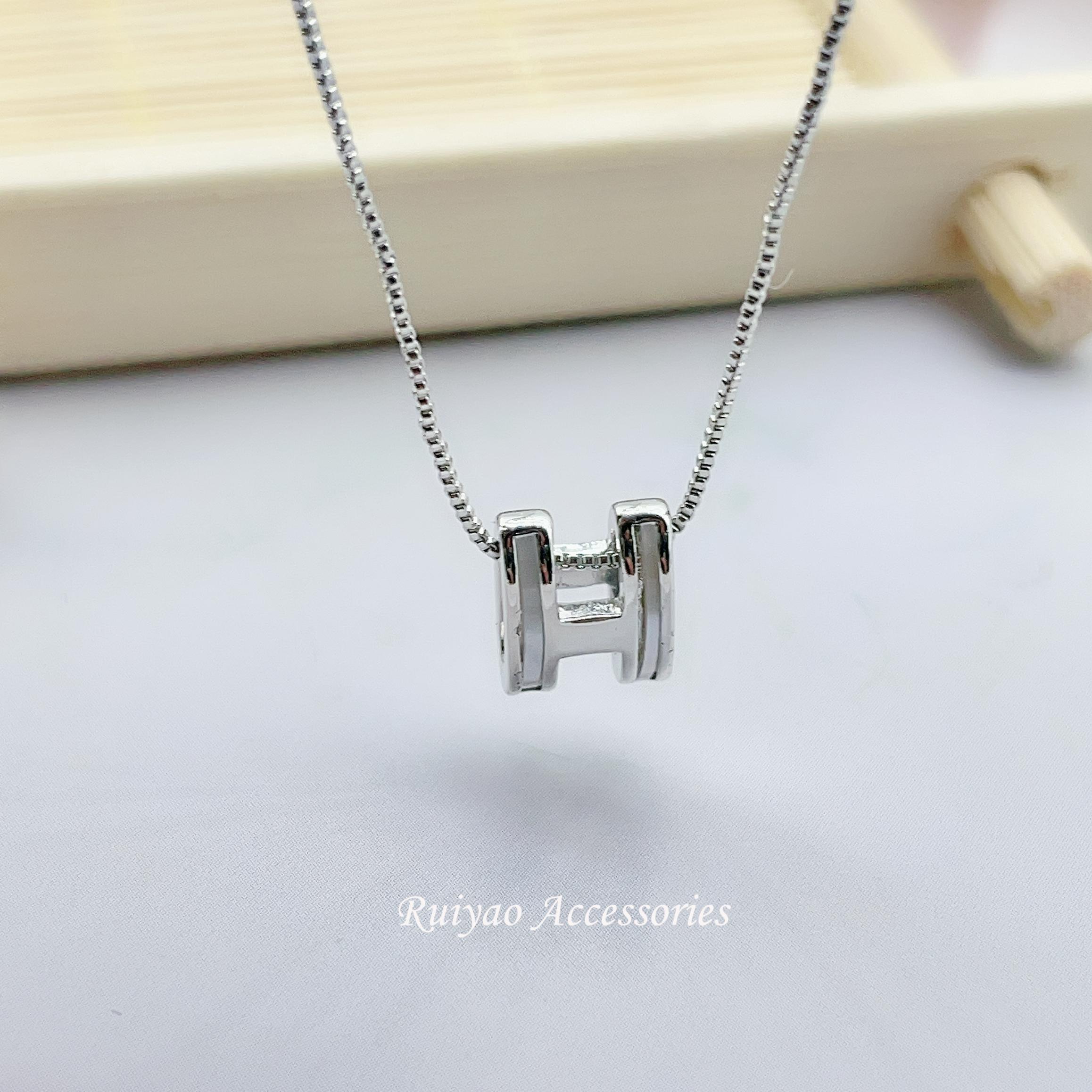 铜合金项链 【H字母】D3699-60简约网红锁骨链★饰品