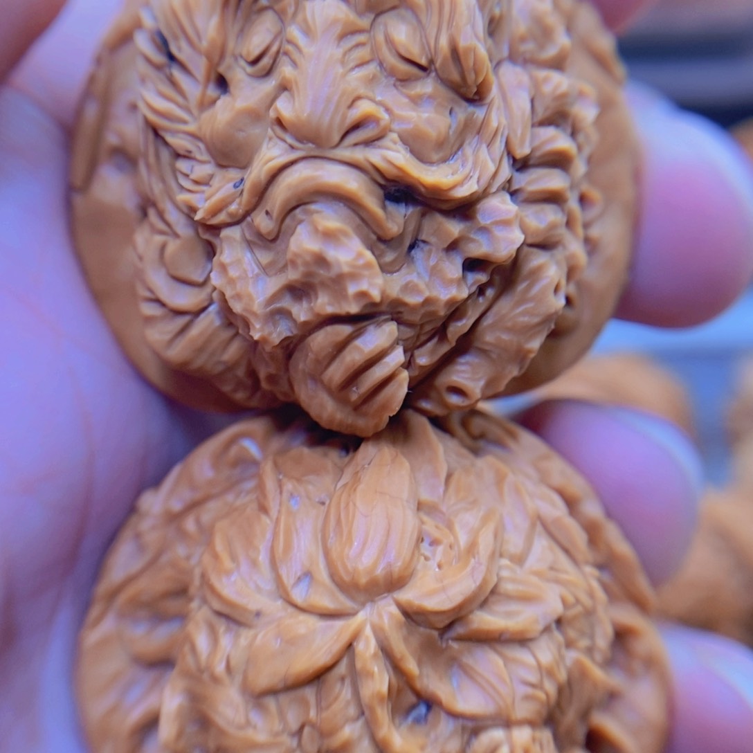 文玩核桃把件纯手工雕刻达摩悟禅