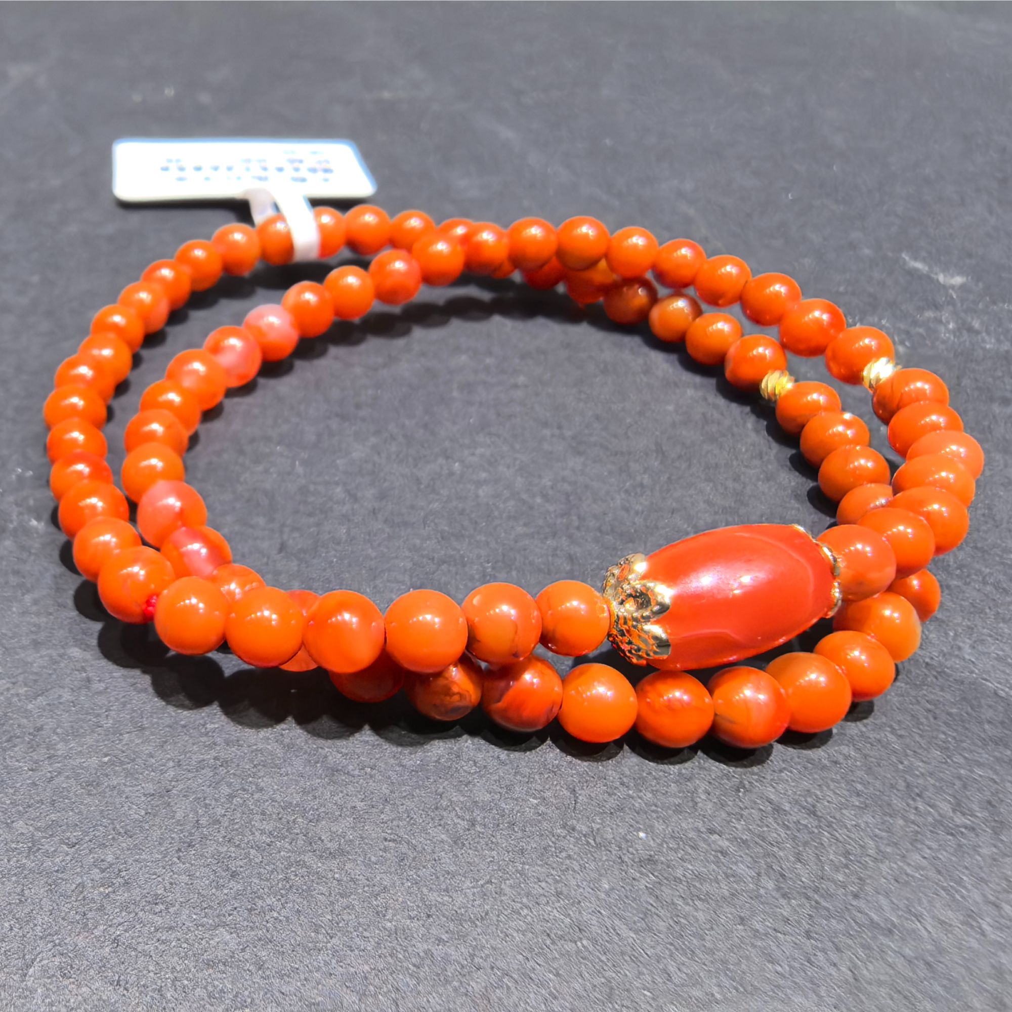 南红玫瑰红双圈手串