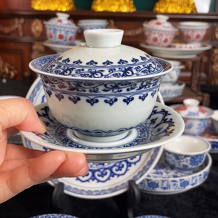 宝相花三才盖碗景德镇