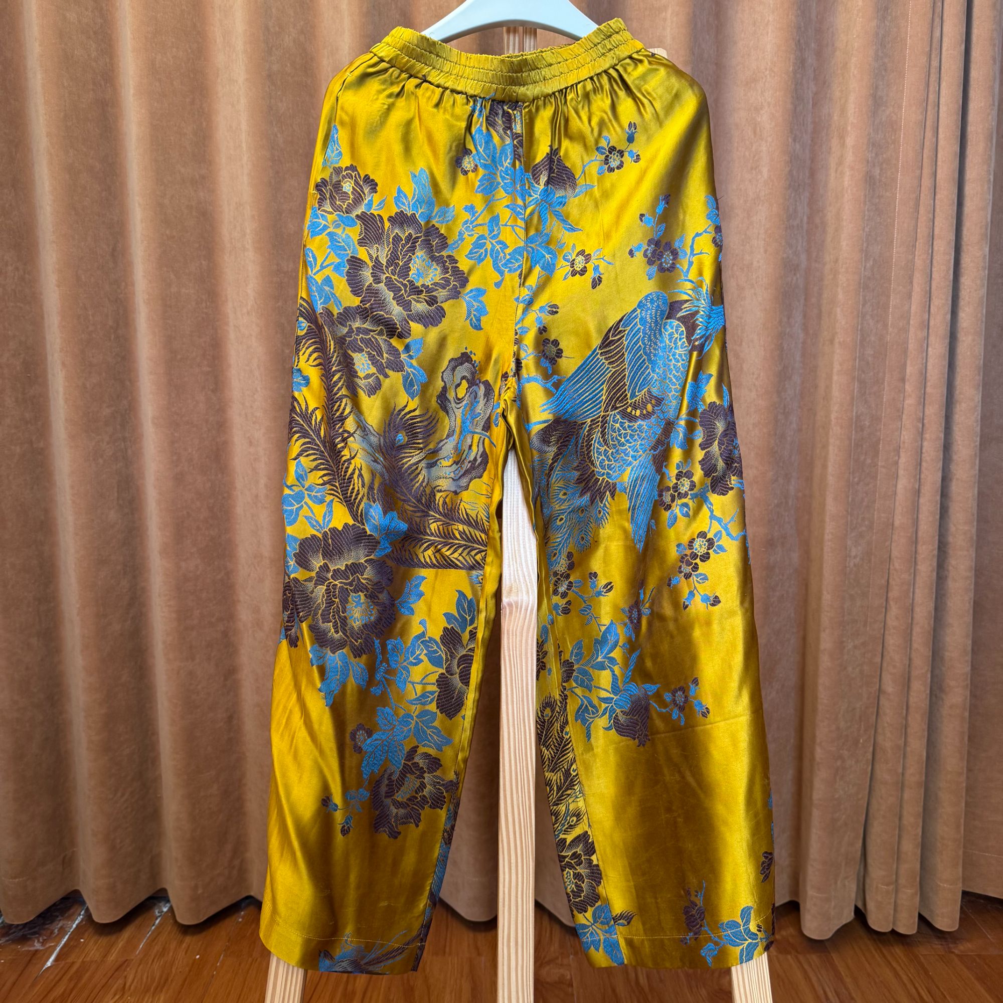 精工新中式老软缎单层热销长裤2025国风刺绣复古国风女装高端