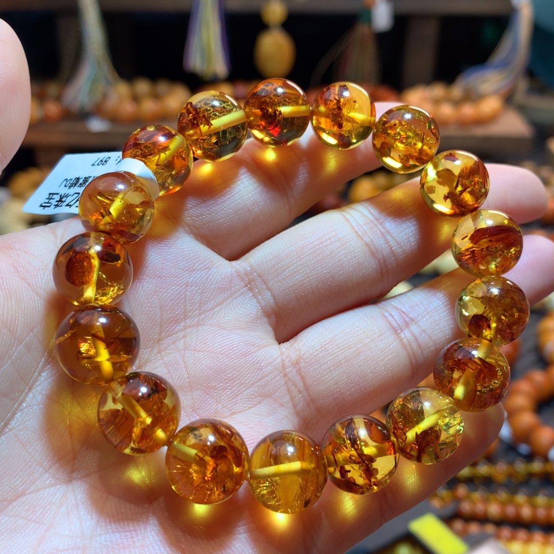 琥珀（花珀）未镶嵌手串花珀手串