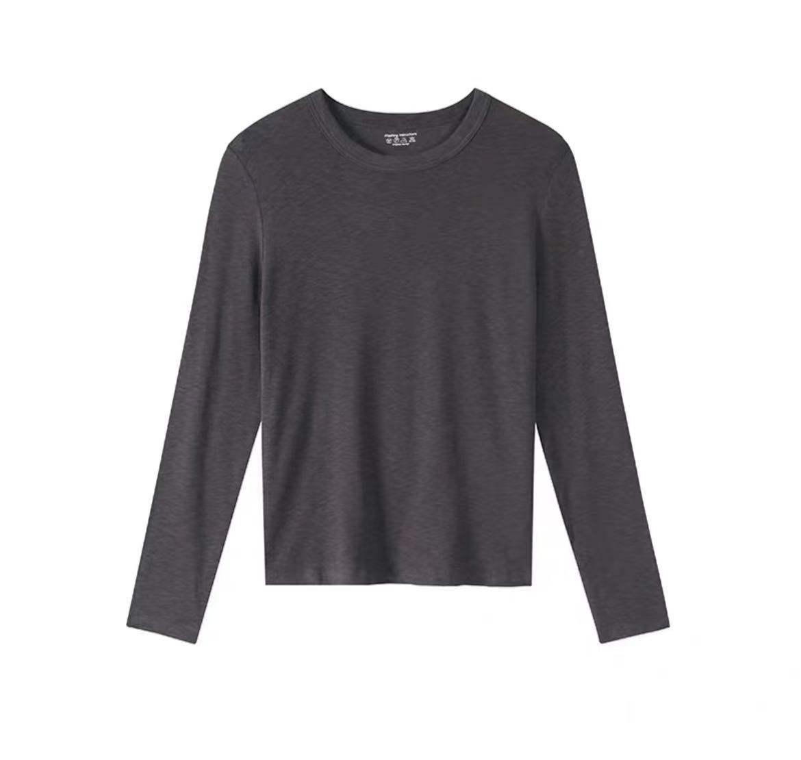 【俐32】新款圆领长袖t恤女修身内搭打底衫显瘦正肩上衣96011