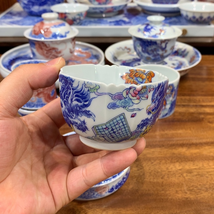 空山明月 青花斗彩