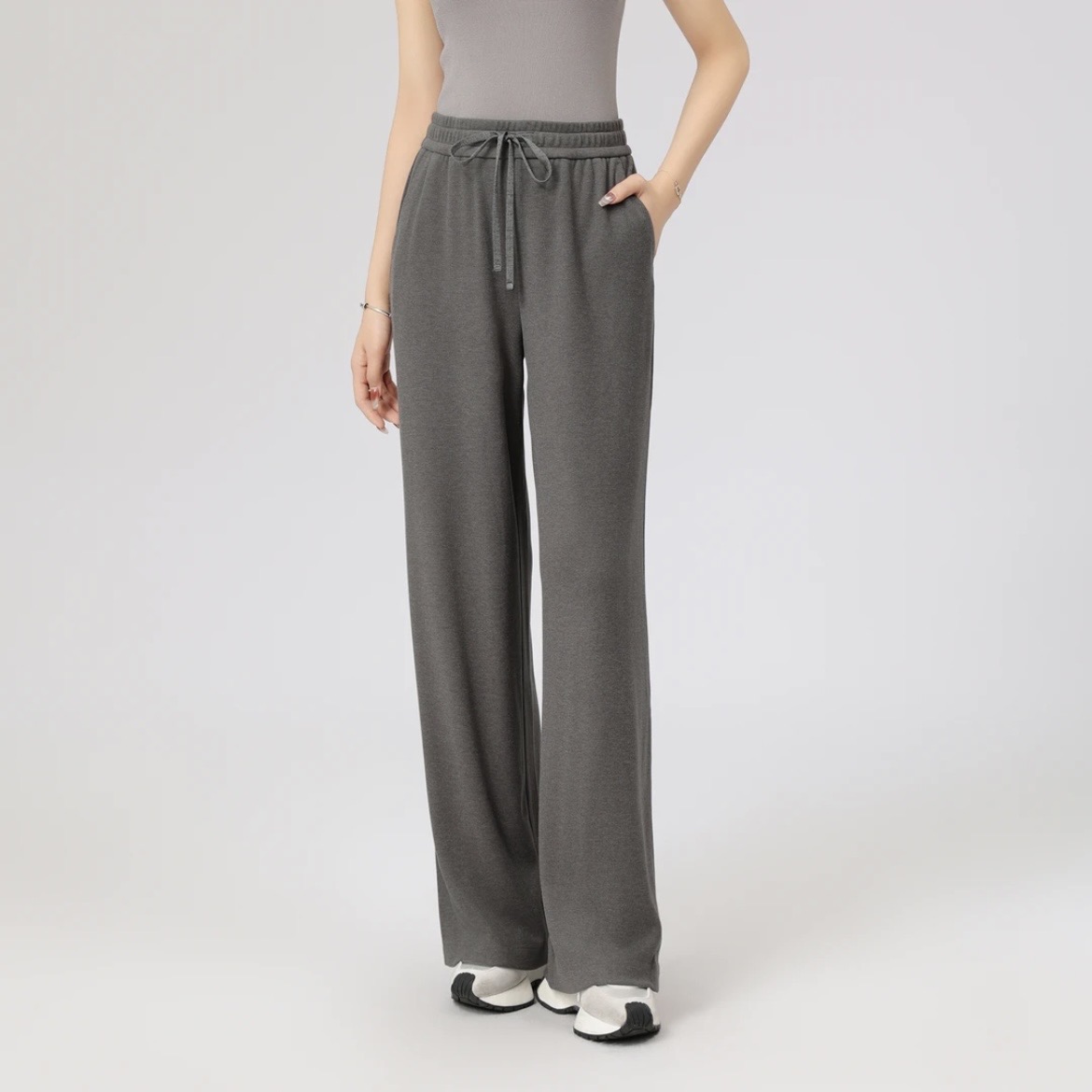 新款秋冬松紧腰植绒休闲阔腿裤 1100408