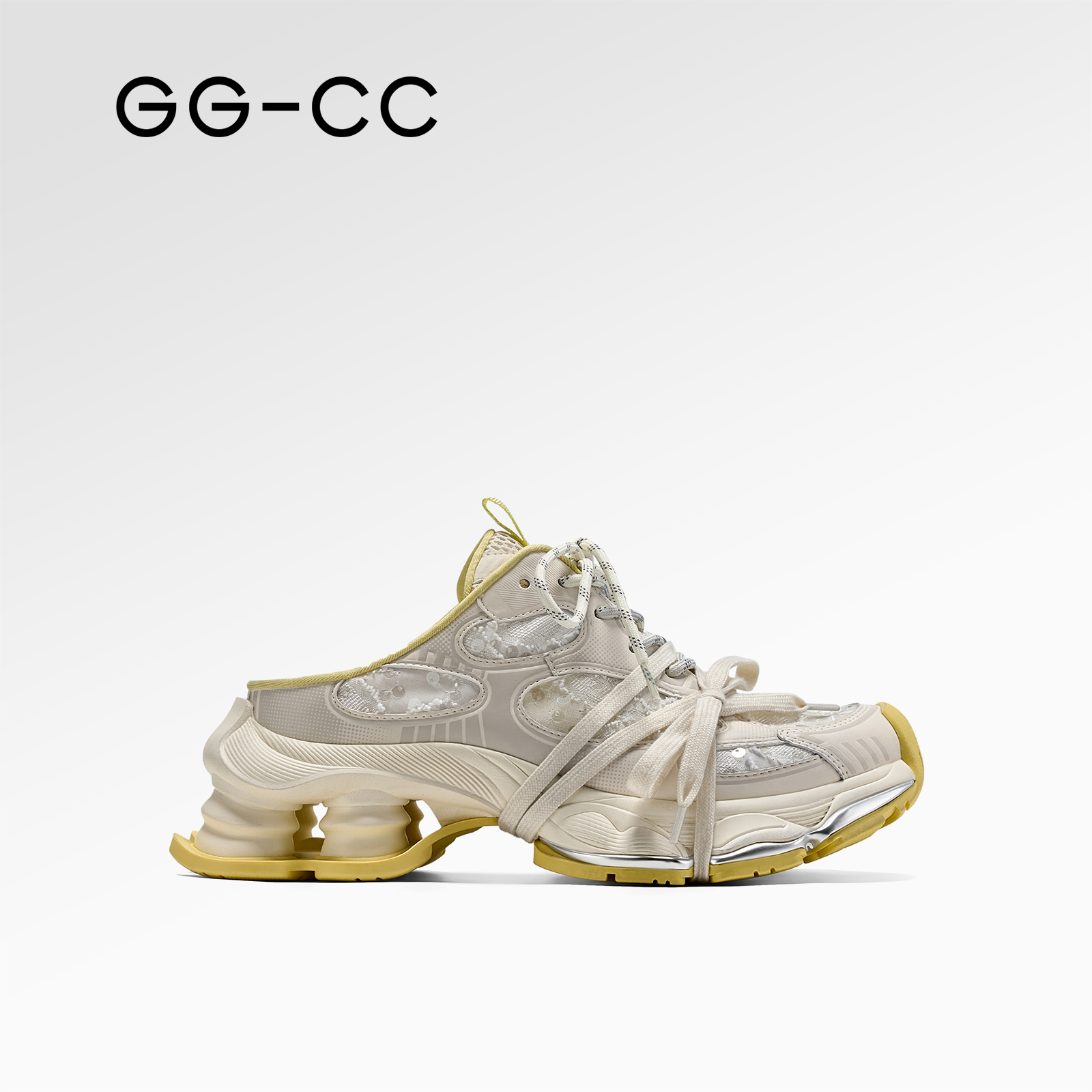 GG-CC厚底包头老爹拖鞋女2025年夏季新款休闲网面半拖鞋子9705