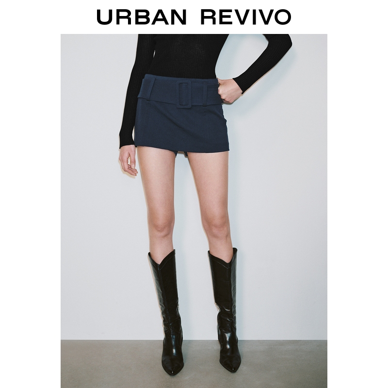 UR2025秋季新款女装气质通勤魅力腰带装饰短裤UWG650063