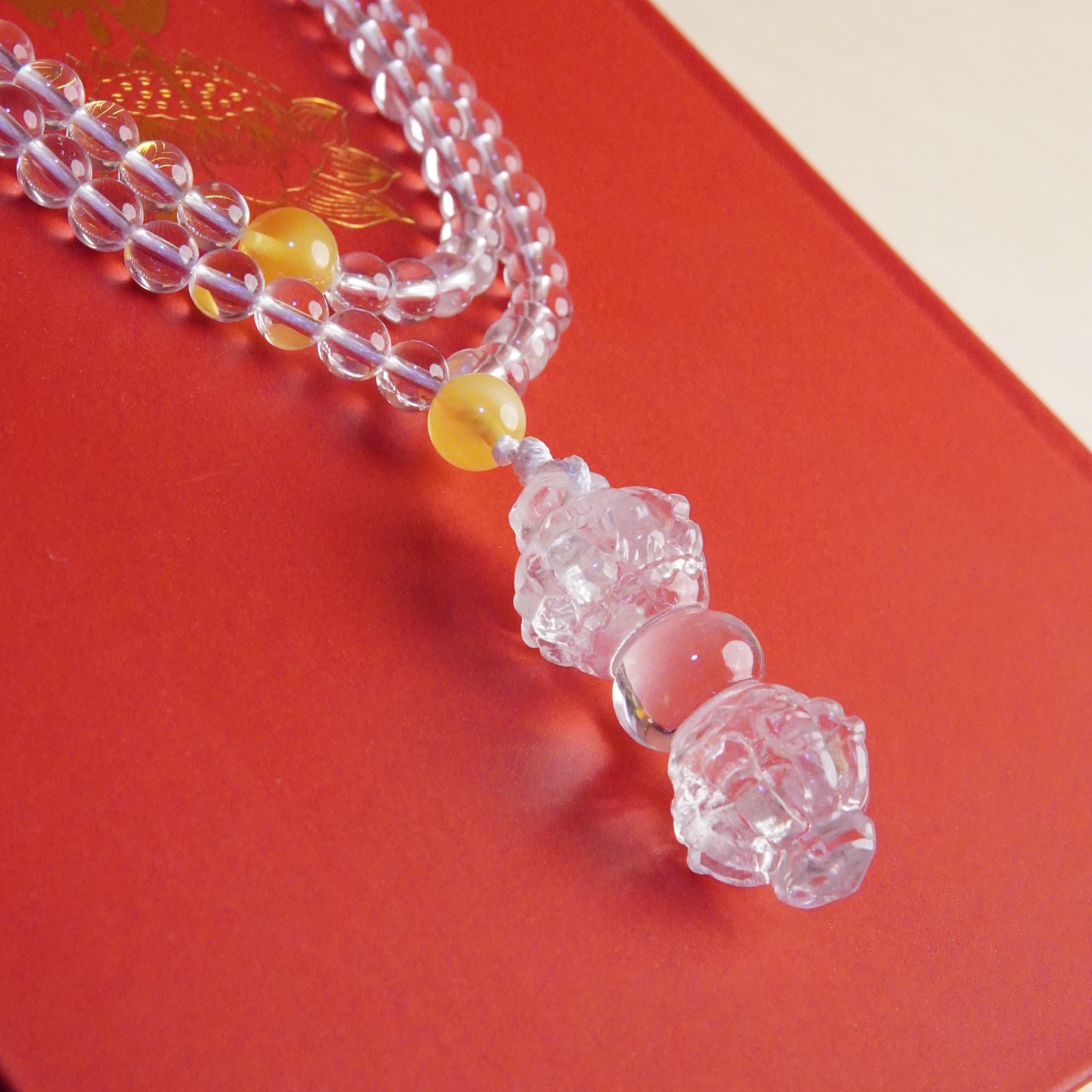 白水晶金刚杵吊坠项链