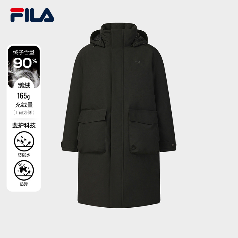 Fila/斐乐2025新款保暖休闲风连帽中长款羽绒服F11M545913F