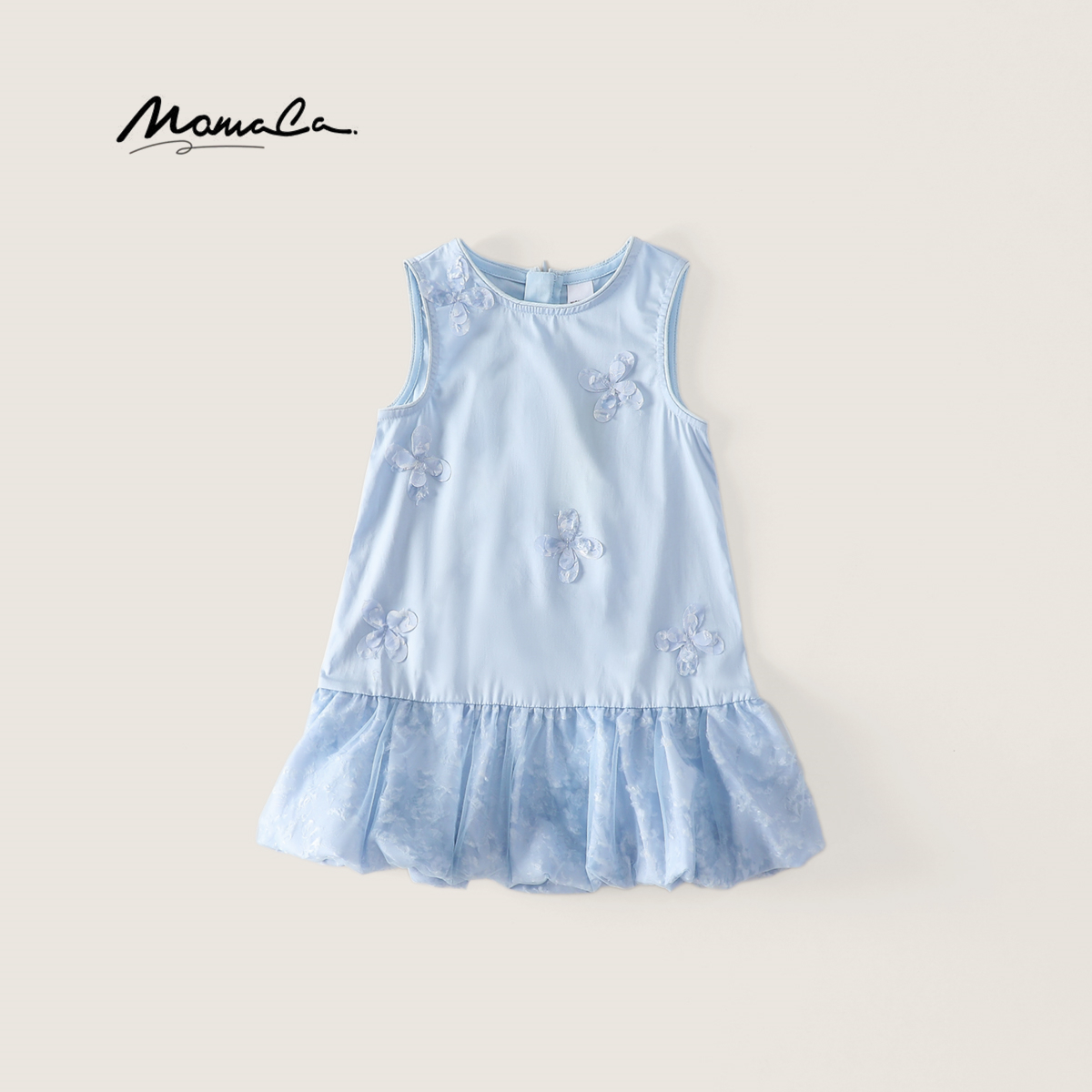 MOMOCO夏季新款韩版女童夏款纯色裙子甜美时尚棉布裙77630476007