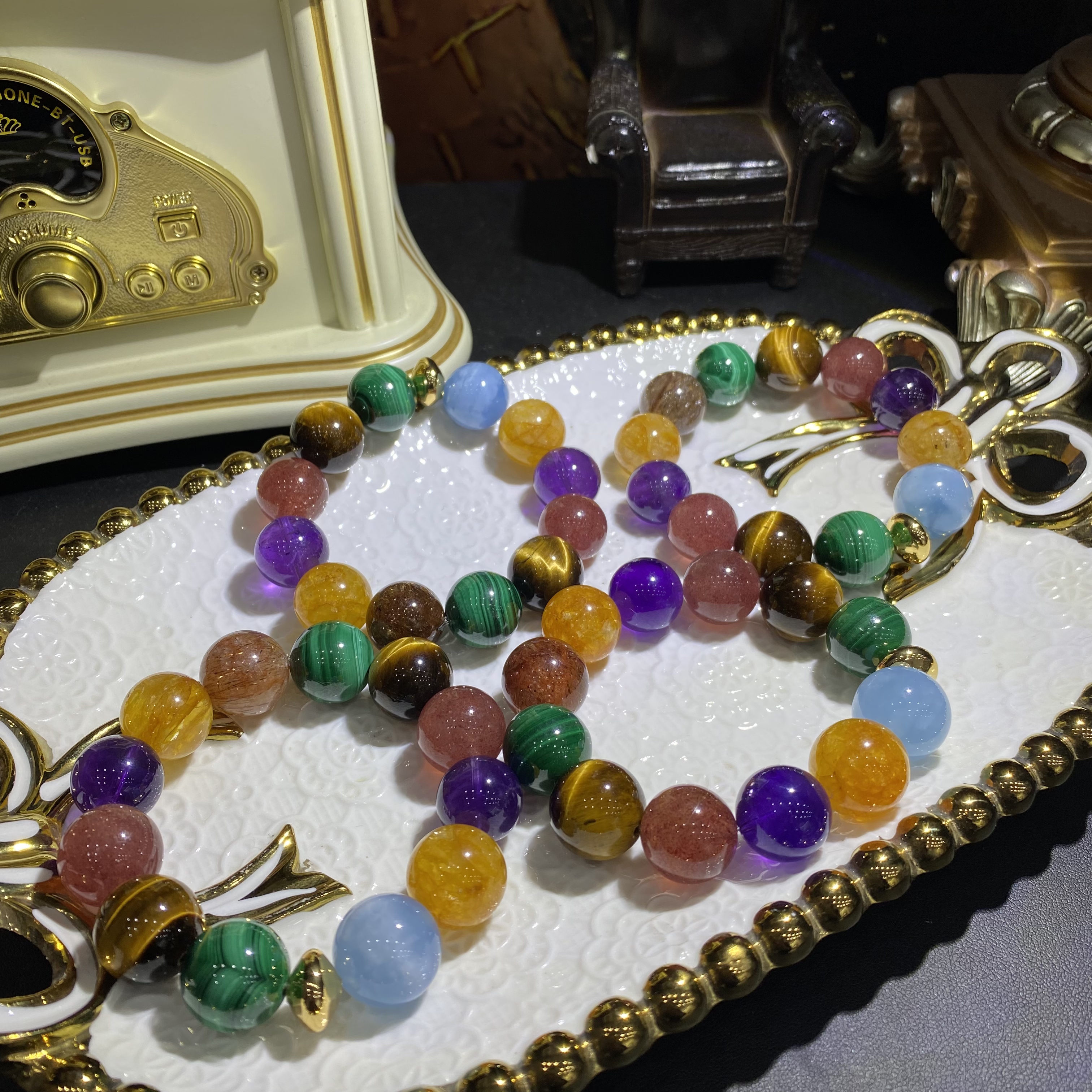 X996-高阶老矿天然水晶多宝手串单圈-多样性发其一