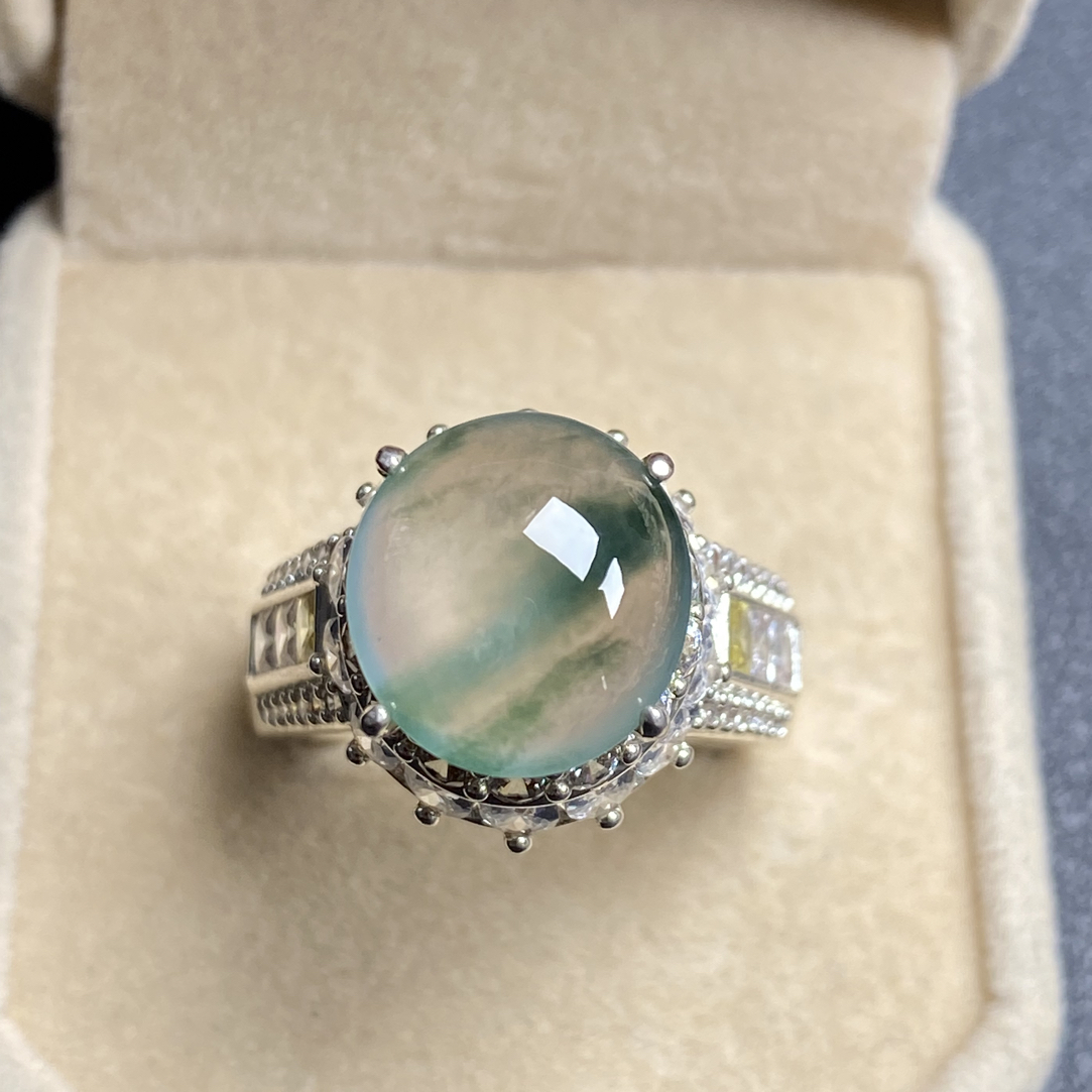 缅甸翡翠高冰飘花戒指