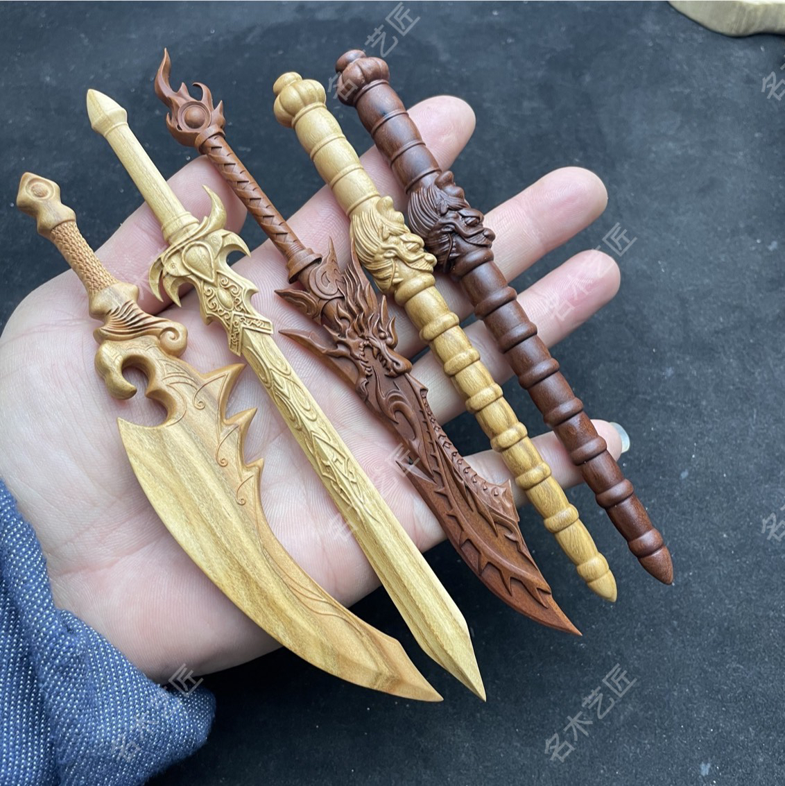 桃木刀 手把剑 手把玩 桃木剑 兵人模型 天然桃木 精工原创不上漆