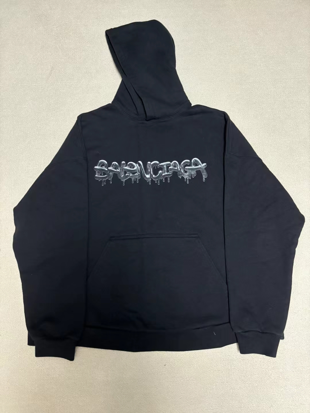 99新 Balenciaga/巴黎世家 1码 Slime溶解字母logo连帽卫衣 99新