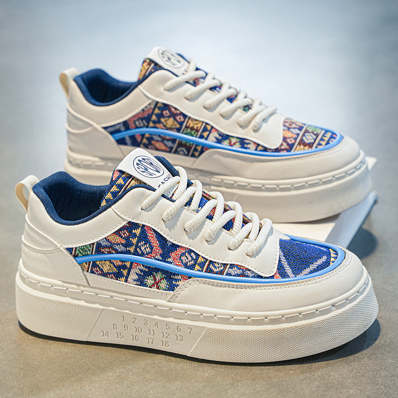 秋季新款透气男鞋韩版设计厚底布鞋运动休闲小白板鞋18803