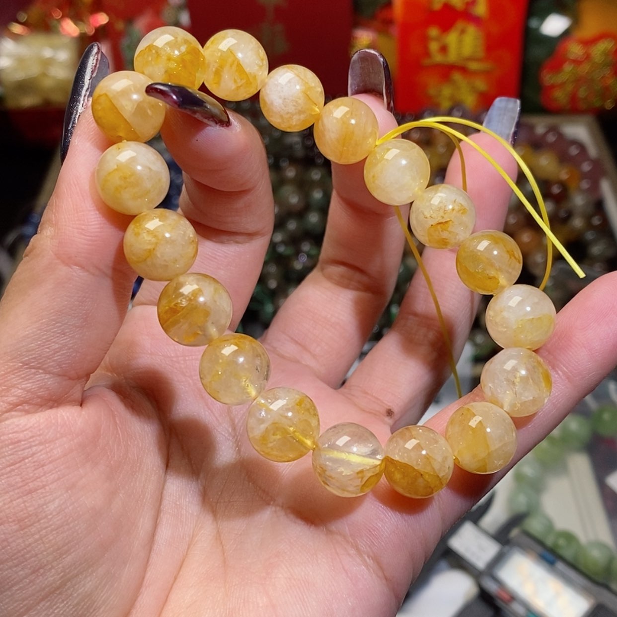【闪购商品】水晶手串未镶嵌黄胶花44