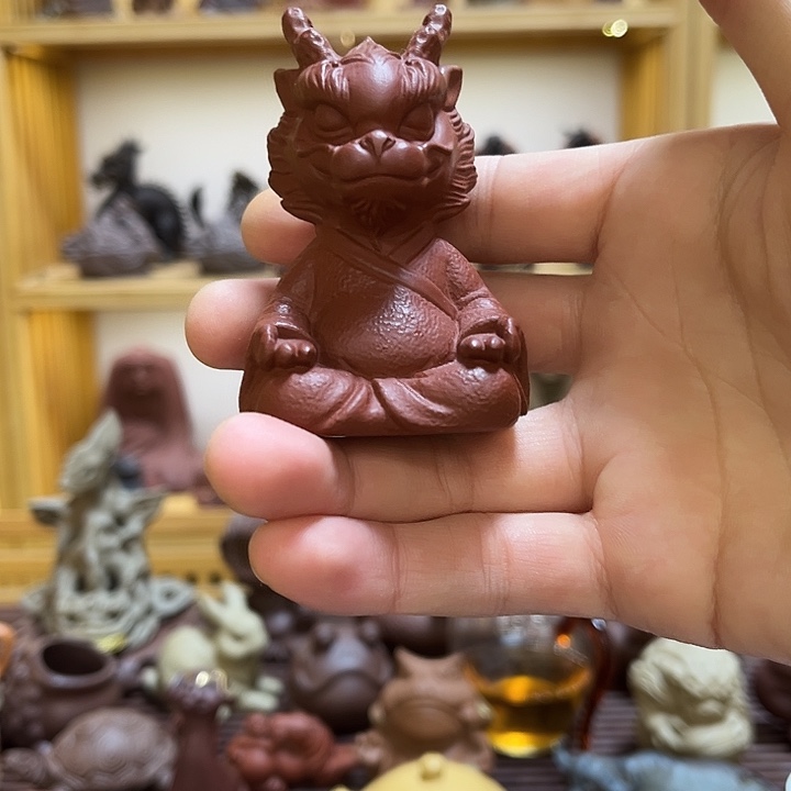 茶宠紫砂紫砂打坐小龙仙茶宠摆件