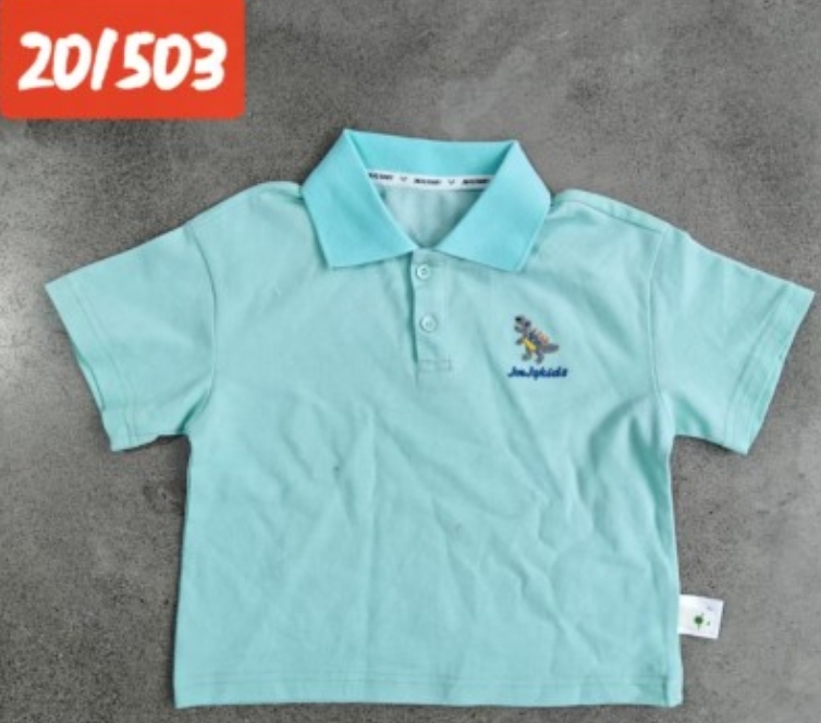 【开学季 201503】夏季薄款中小童珠地POLO恐龙刺绣翻领短袖上衣