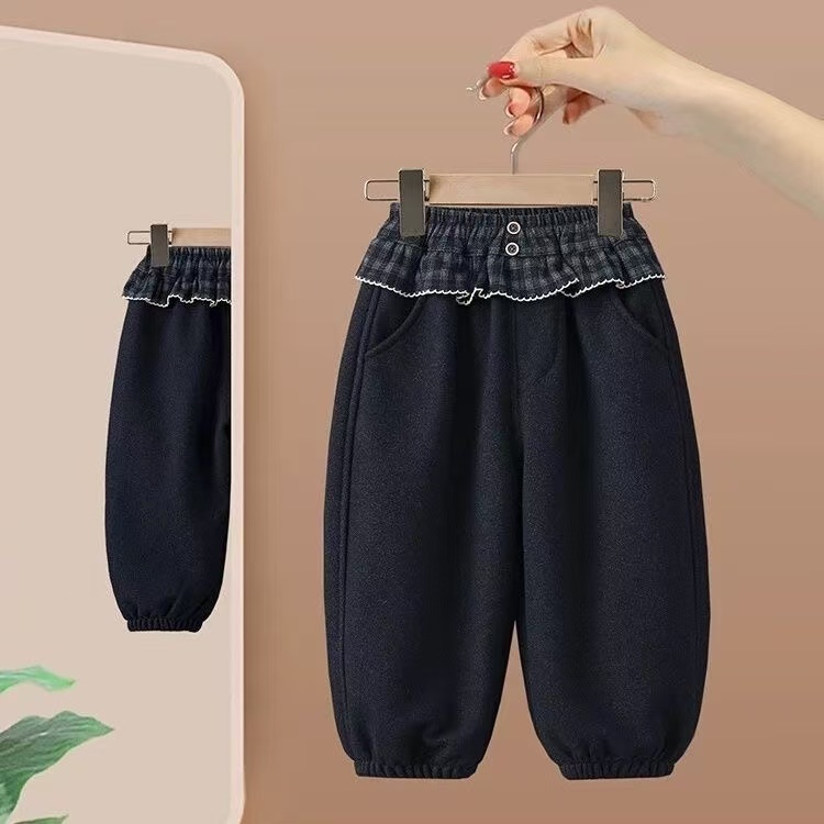 女童加绒裤子秋冬2025新款洋气儿童冬天超好看宝宝一体绒加厚卫裤