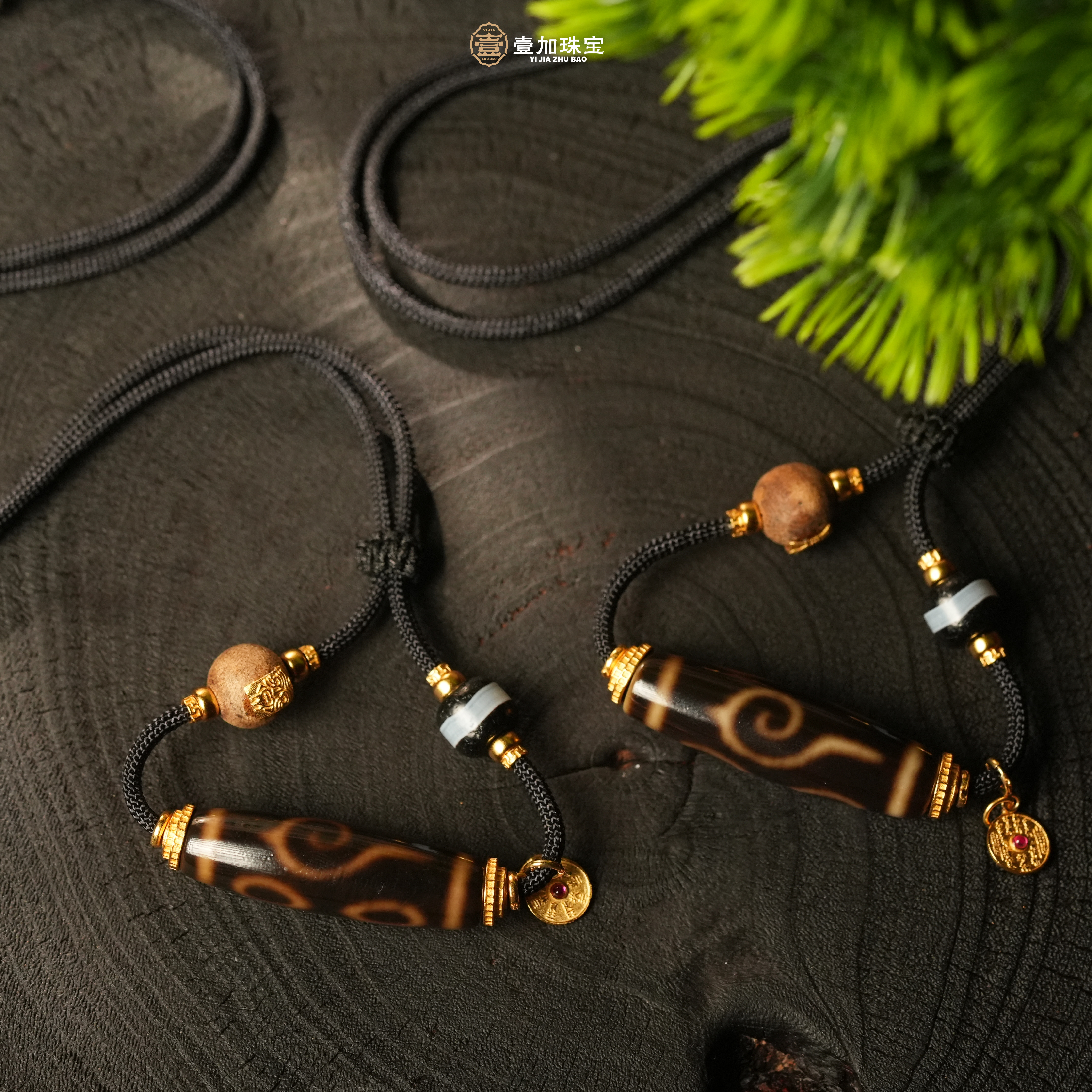 壹加师姐|手工设计黑金横版f螺玛瑙项链多样性发一1932j