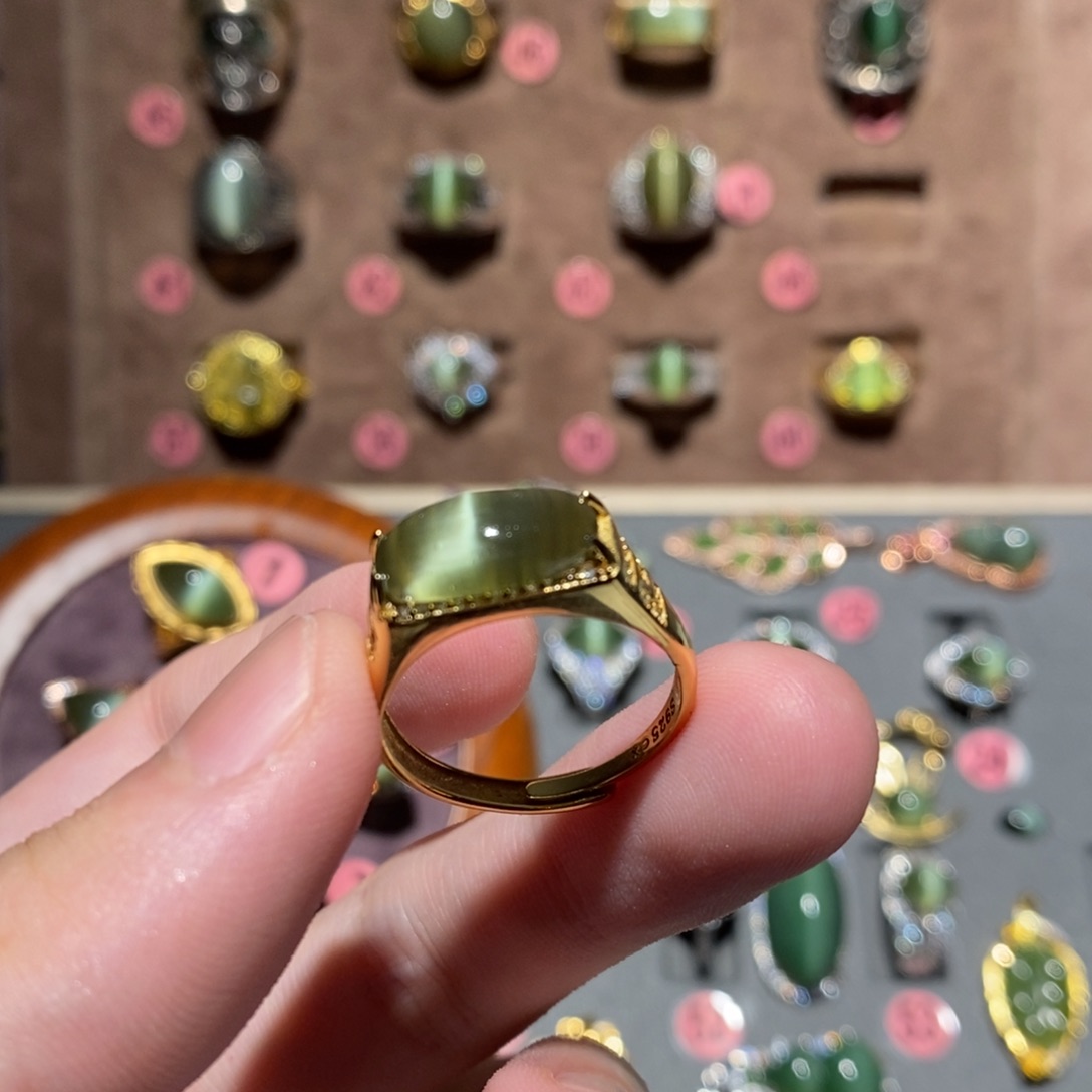 和田玉银S925镶嵌戒指