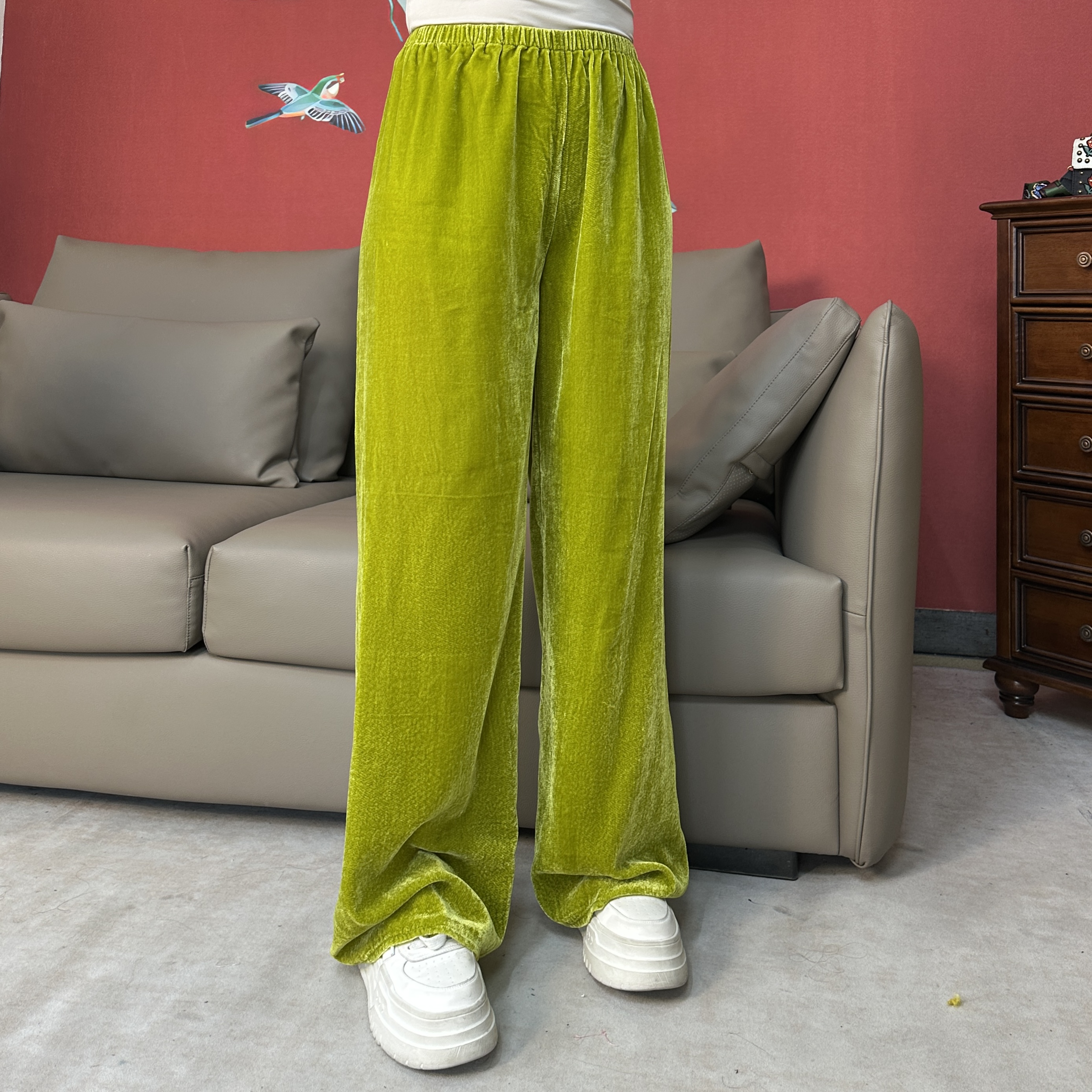 【鑫源阁】春夏新款欧若风糖果色休闲百搭气质新中式国风阔腿裤