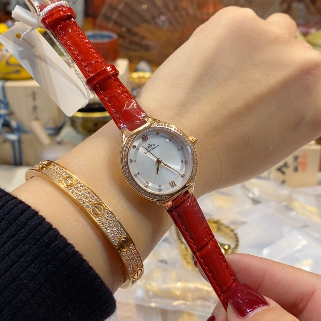 精钢小牛皮（革）精钢石英机芯