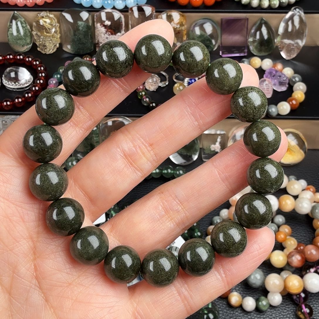 水晶手链未镶嵌靖*天然满盆绿幽灵聚宝盆