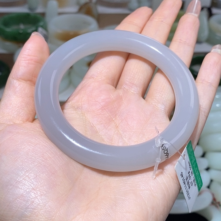 和田玉手镯未镶嵌烟紫镯59